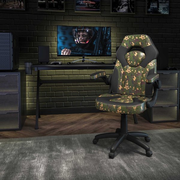 Gaming Chair, Padded Flip-up, Camouflage
