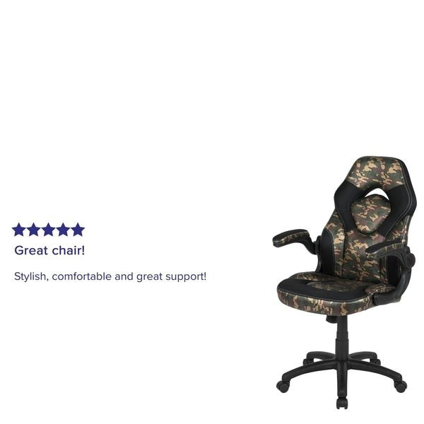 Gaming Chair, Padded Flip-up, Camouflage