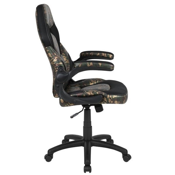 Gaming Chair, Padded Flip-up, Camouflage