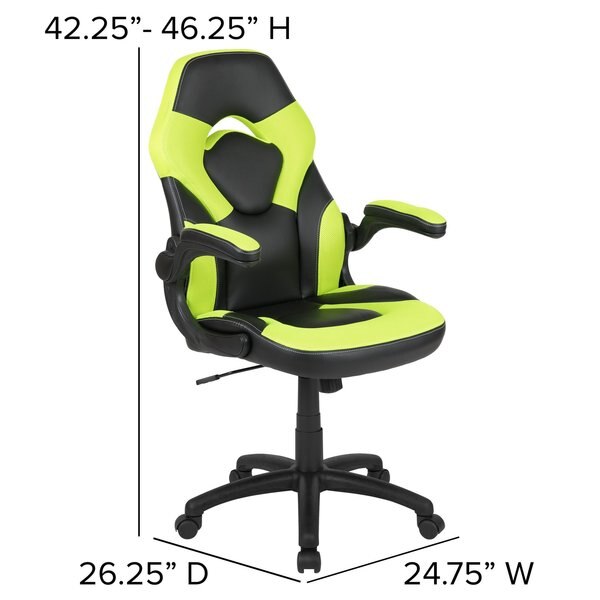 Gaming Chair, Padded Flip-up, Neon Green