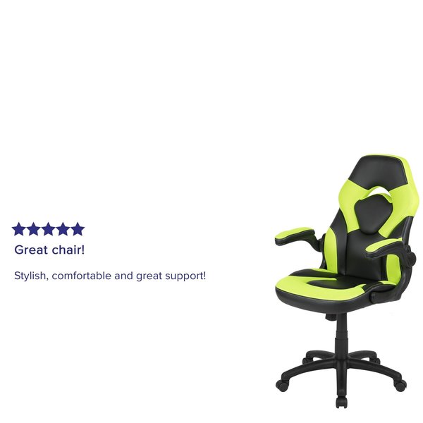 Gaming Chair, Padded Flip-up, Neon Green