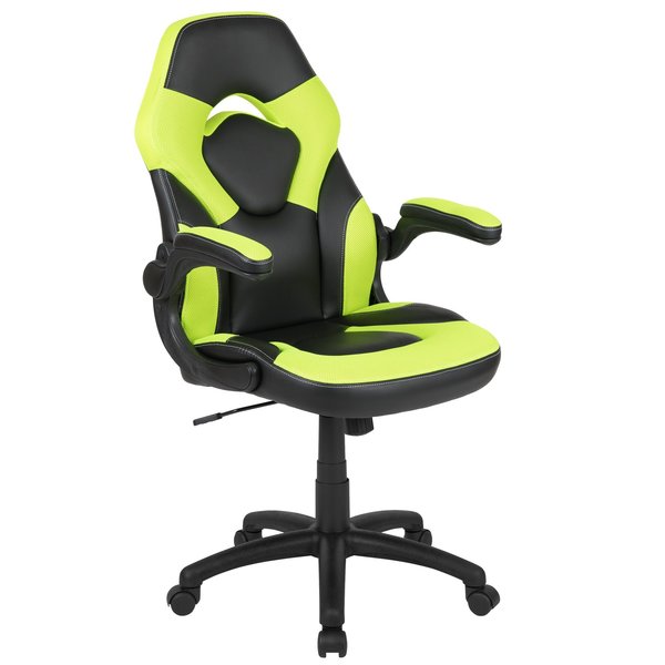 Gaming Chair, Padded Flip-up, Neon Green