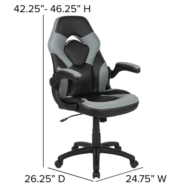 Gaming Chair, Padded Flip-up, Gray