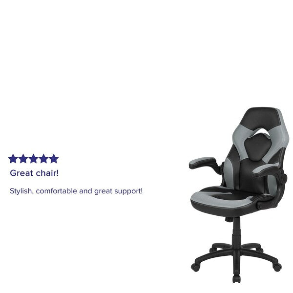Gaming Chair, Padded Flip-up, Gray