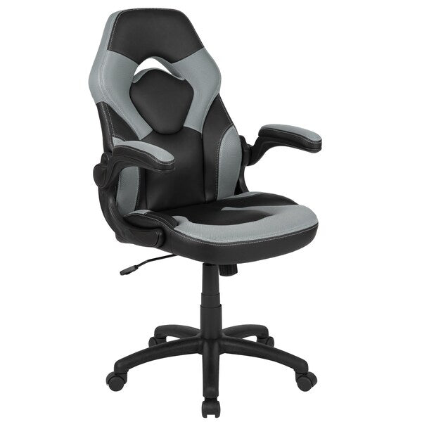 Gaming Chair, Padded Flip-up, Gray