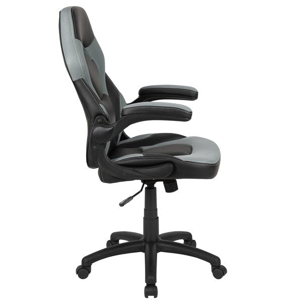 Gaming Chair, Padded Flip-up, Gray
