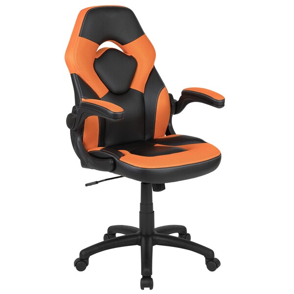 Gaming Chair, Padded Flip-up, Orange
