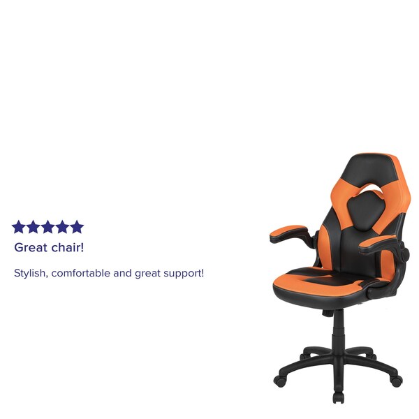 Gaming Chair, Padded Flip-up, Orange