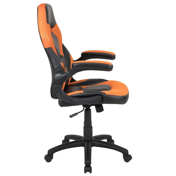 Gaming Chair, Padded Flip-up, Orange