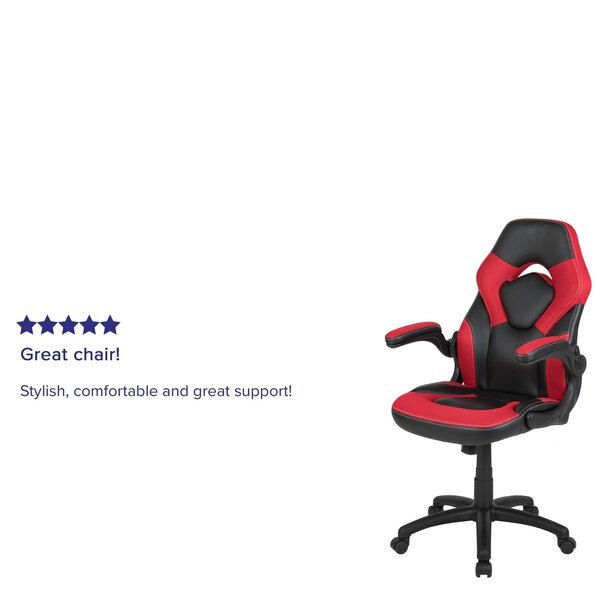 Gaming Chair, Padded Flip-up, Red