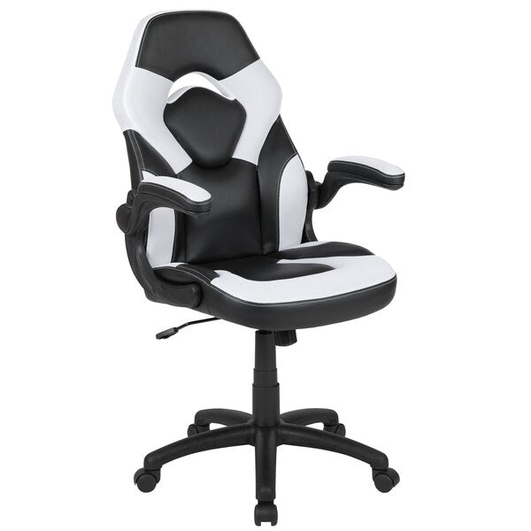 Gaming Chair, Padded Flip-up, White