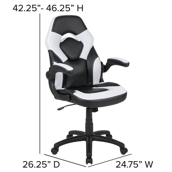 Gaming Chair, Padded Flip-up, White