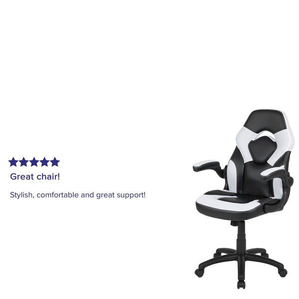 Gaming Chair, Padded Flip-up, White