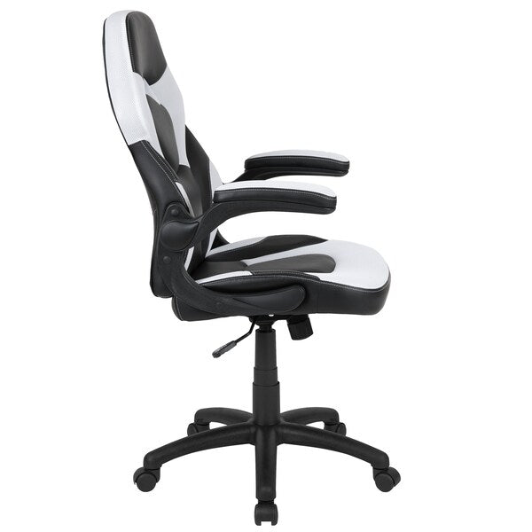 Gaming Chair, Padded Flip-up, White