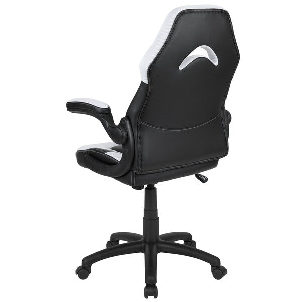 Gaming Chair, Padded Flip-up, White