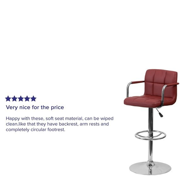 Burgundy Quilted Barstool, Adj Height