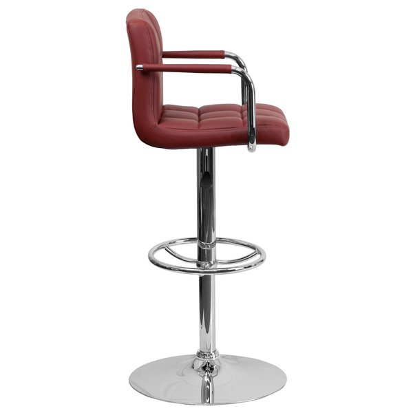 Burgundy Quilted Barstool, Adj Height