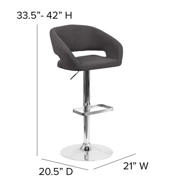Charcoal Fabric Adjustable Height Barstool