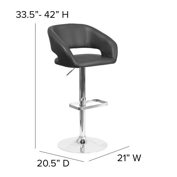 Black Vinyl Adjustable Height Barstool