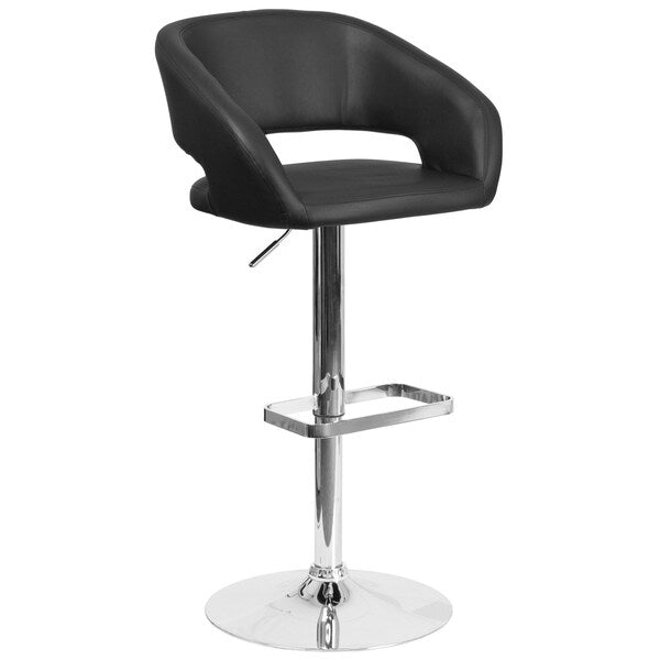 Black Vinyl Adjustable Height Barstool