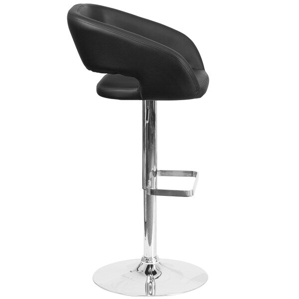 Black Vinyl Adjustable Height Barstool