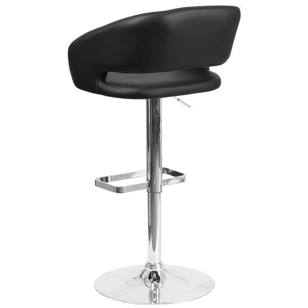 Black Vinyl Adjustable Height Barstool
