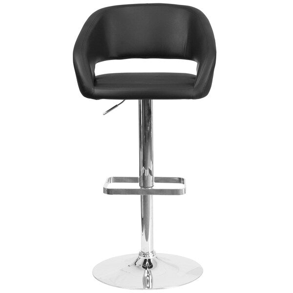 Black Vinyl Adjustable Height Barstool