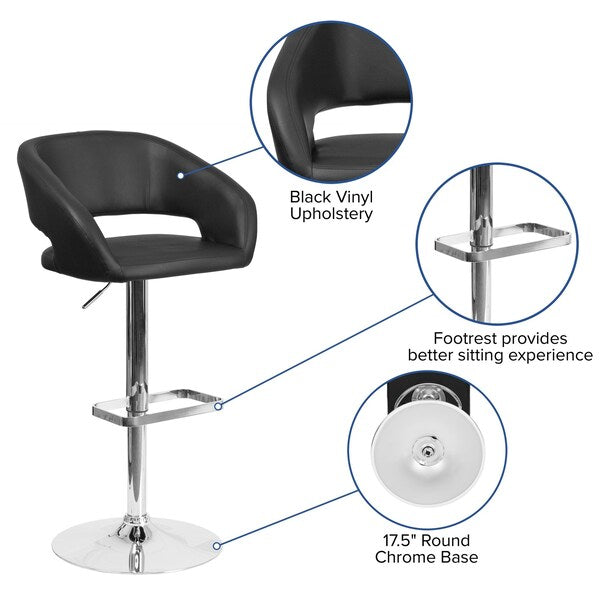 Black Vinyl Adjustable Height Barstool
