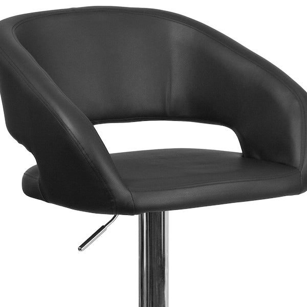 Black Vinyl Adjustable Height Barstool