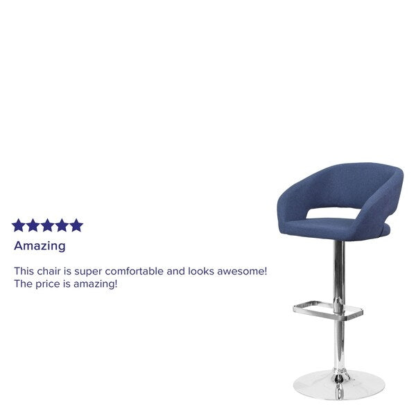 Blue Fabric Adjustable Height Barstool