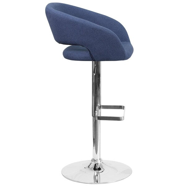 Blue Fabric Adjustable Height Barstool