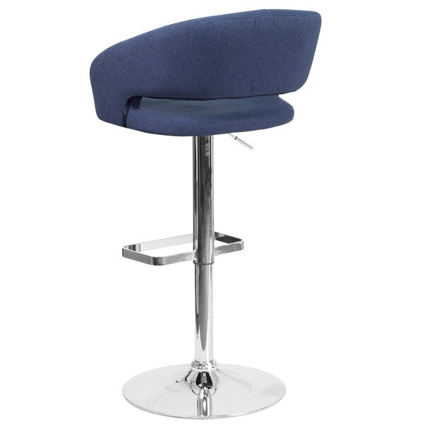 Blue Fabric Adjustable Height Barstool