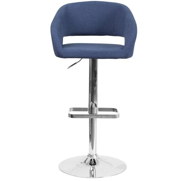Blue Fabric Adjustable Height Barstool