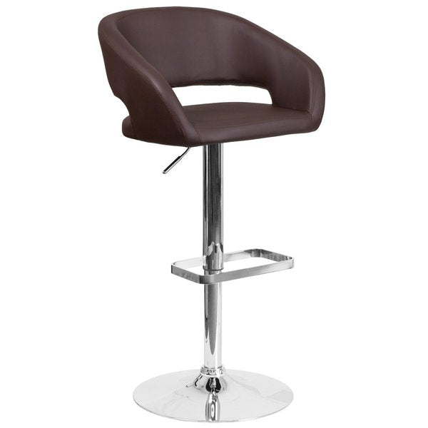 Brown Vinyl Adjustable Height Barstool