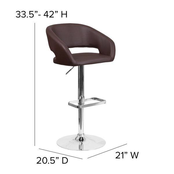 Brown Vinyl Adjustable Height Barstool