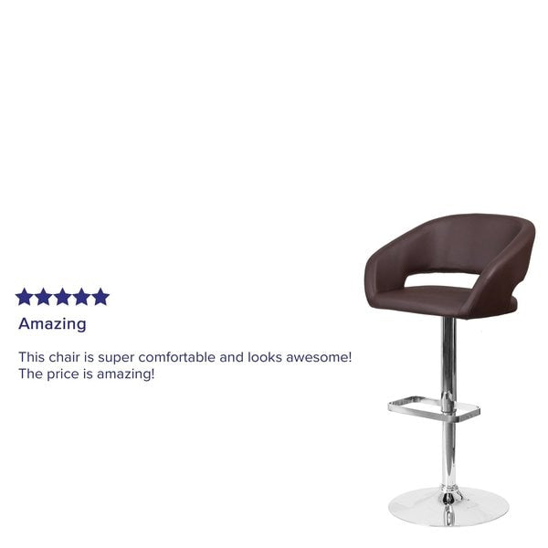 Brown Vinyl Adjustable Height Barstool