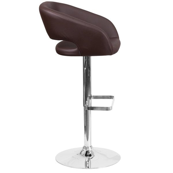 Brown Vinyl Adjustable Height Barstool