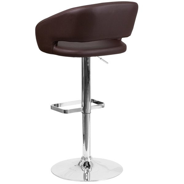 Brown Vinyl Adjustable Height Barstool