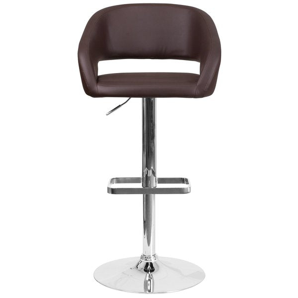 Brown Vinyl Adjustable Height Barstool