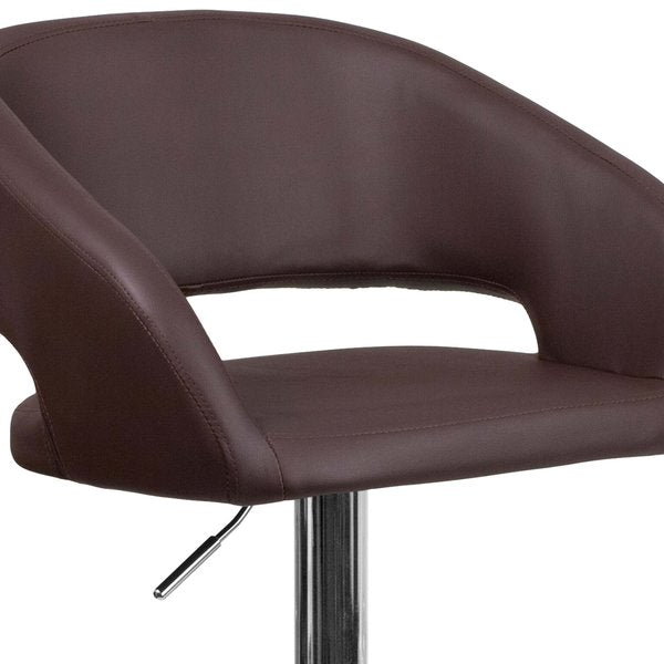 Brown Vinyl Adjustable Height Barstool