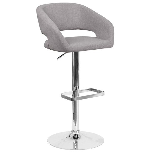 Gray Fabric Adjustable Height Barstool