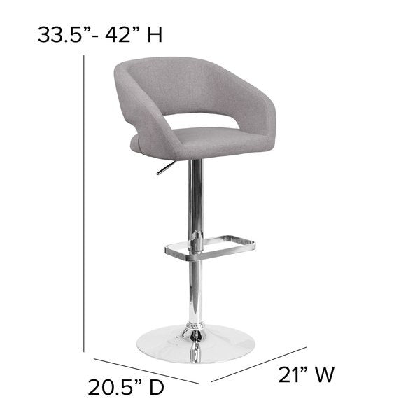Gray Fabric Adjustable Height Barstool