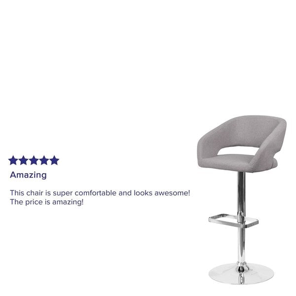 Gray Fabric Adjustable Height Barstool