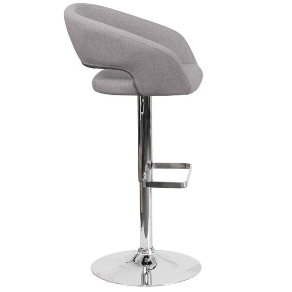 Gray Fabric Adjustable Height Barstool