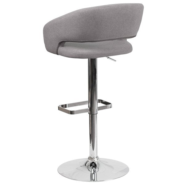 Gray Fabric Adjustable Height Barstool