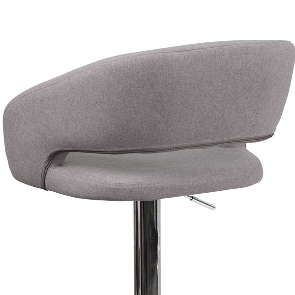 Gray Fabric Adjustable Height Barstool