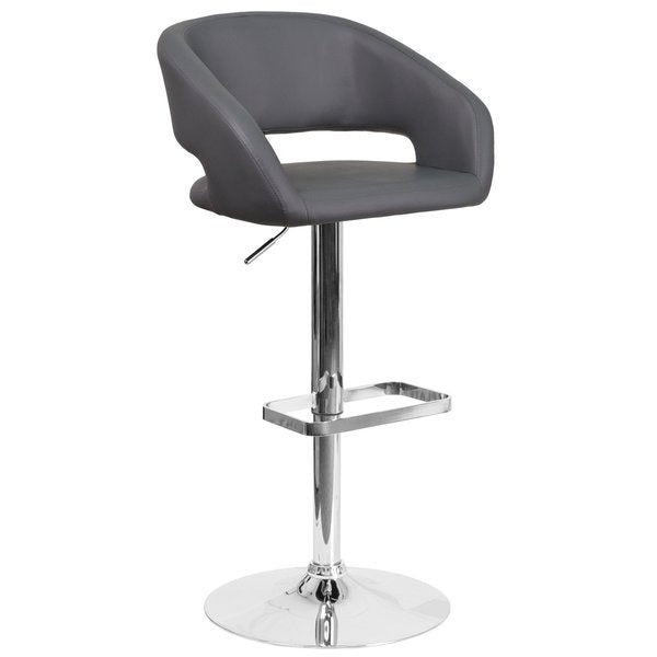 Gray Vinyl Adjustable Height Barstool