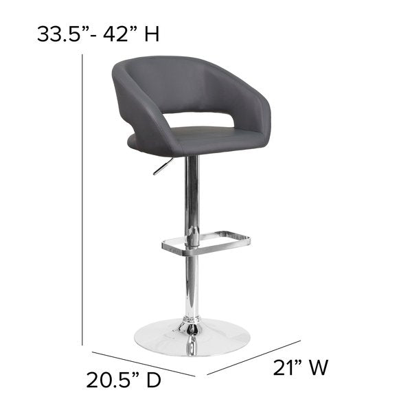Gray Vinyl Adjustable Height Barstool