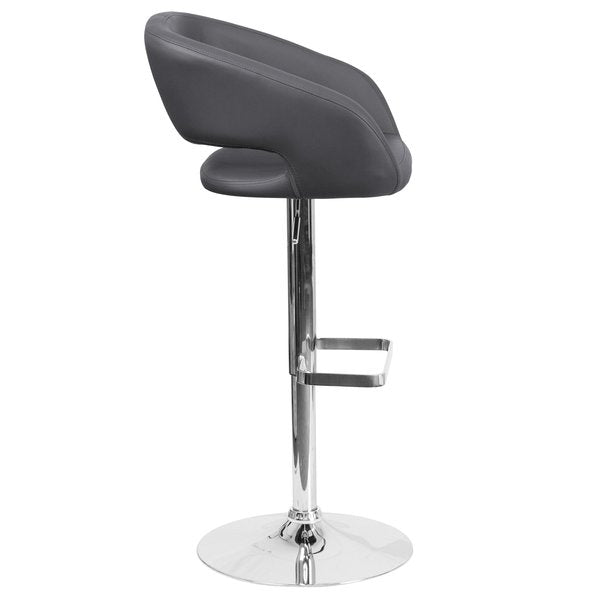 Gray Vinyl Adjustable Height Barstool