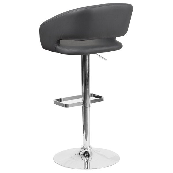 Gray Vinyl Adjustable Height Barstool